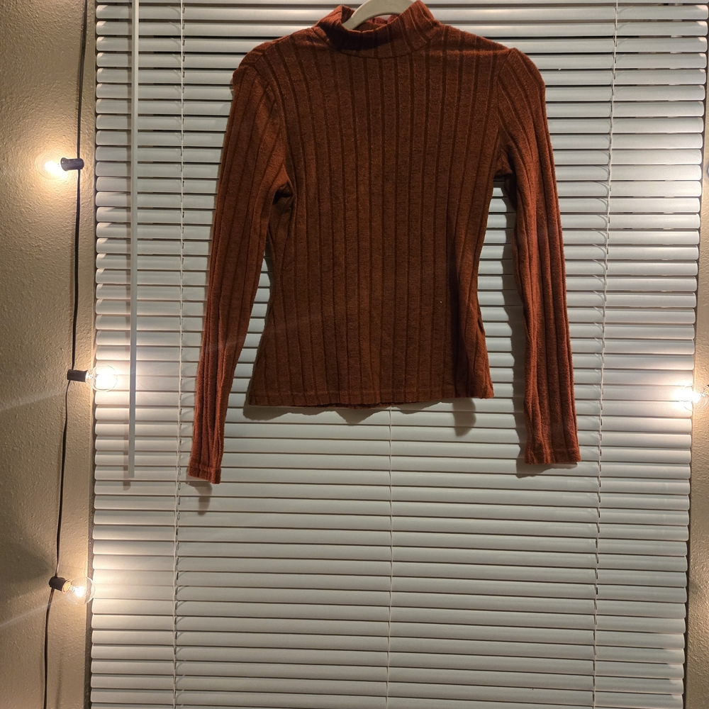 Ribbed Rust Long Sleeve Top